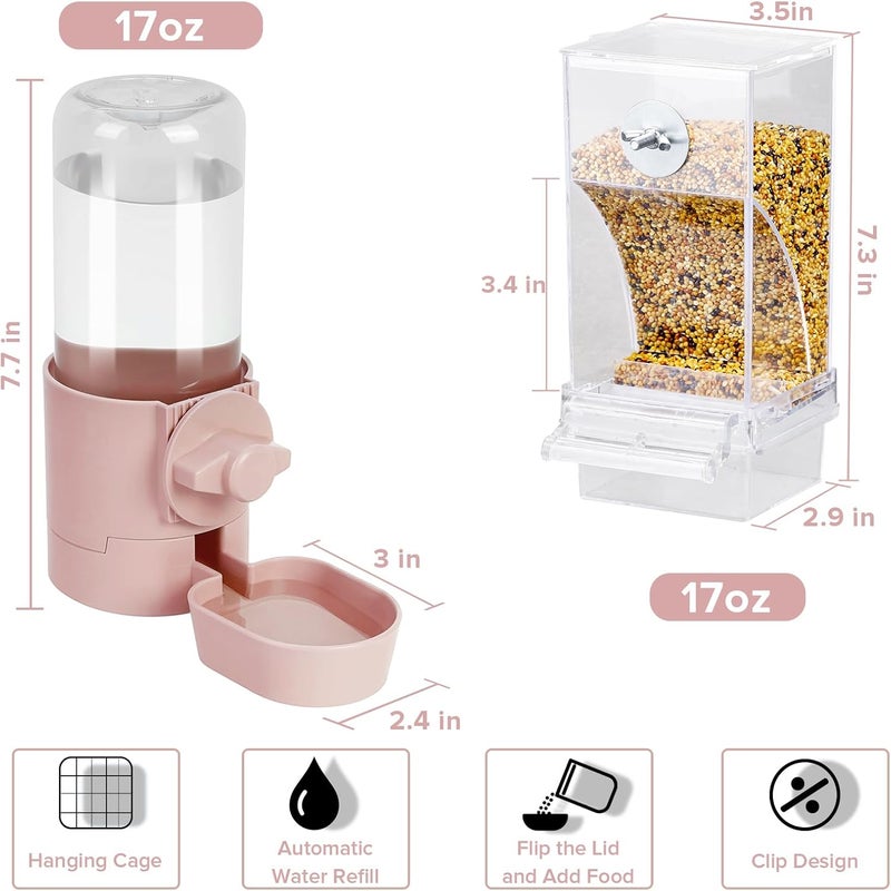 lemtrflo No Mess Bird Feeder Water Dispenser Set, Bird Feeder for Cage, Cage Accessories for Cockatiels, Finches, Budgies and Canaries - Image 2